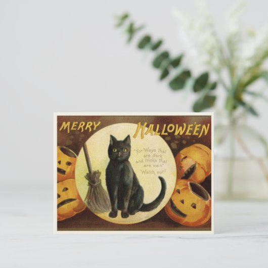 Vintage Halloween Briefkaart (Staand voorkant)