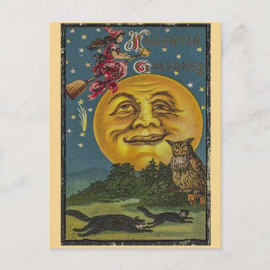 Vintage Halloween Briefkaart (Voorkant)