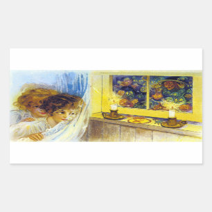 Vintage Halloween Briefkaart Rechthoekige Sticker