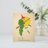 Vintage Halloween Broom Witch Briefkaart (Staand voorkant)