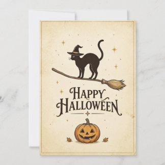 Vintage Halloween Cat Kaart