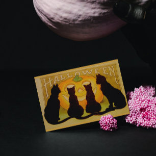 Vintage Halloween Cats en Jack O'Lantern Rechthoekige Sticker