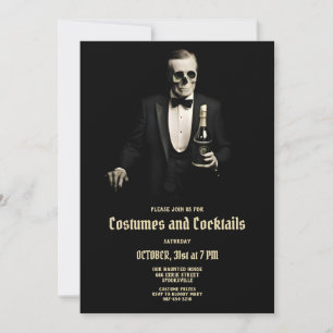 Vintage Halloween Cocktails et Costumes Invitation
