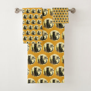 Vintage Halloween Décor Salle de bain Chat noir 