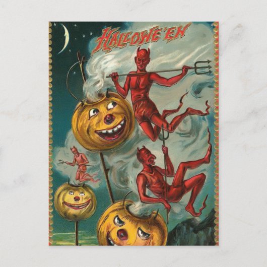 Vintage Halloween Devil Briefkaart (Voorkant)