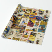 Vintage Halloween Ephemera Cadeaupapier (Uitgerold)