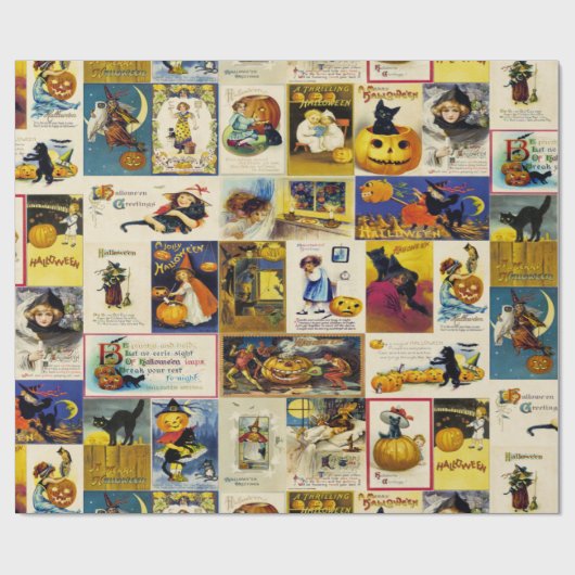 Vintage Halloween Ephemera Cadeaupapier (Vlak)