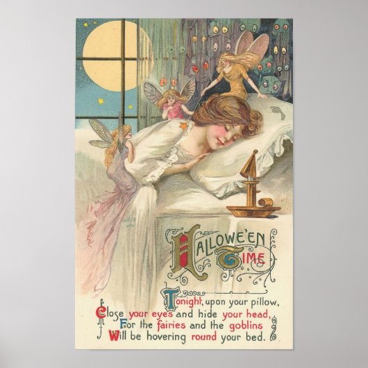 Vintage Halloween Fairies Poster (Voorkant)