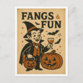 Vintage Halloween Fangs and Fun Briefkaart (Voorkant)
