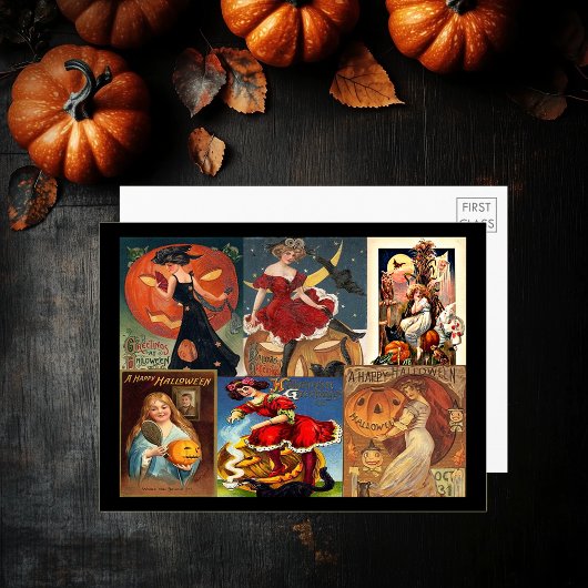 Vintage Halloween Femmes Montage Grande carte post