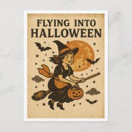 Vintage Halloween Flying Briefkaart