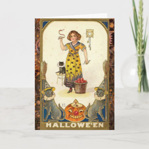 Vintage Halloween Getting Ready for the Party Kaart