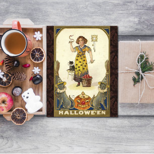 Vintage Halloween Getting Ready for the Party Uitnodiging Briefkaart