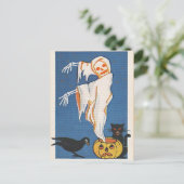Vintage Halloween Ghost Briefkaart (Staand voorkant)