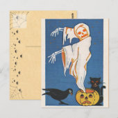 Vintage Halloween Ghost Briefkaart (Voorkant / Achterkant)