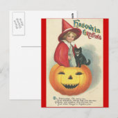 Vintage Halloween Greeting Briefkaart (Voorkant / Achterkant)