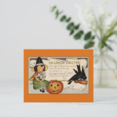 Vintage Halloween Greetings Cute Witch Briefkaart (Staand voorkant)