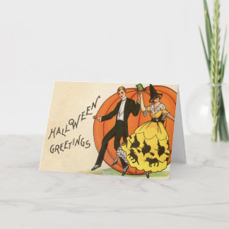 Vintage Halloween-groeten - Dansende paar - Kaart