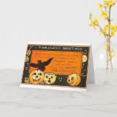 Vintage Halloween-groeten Kaart (Gele Bloem)
