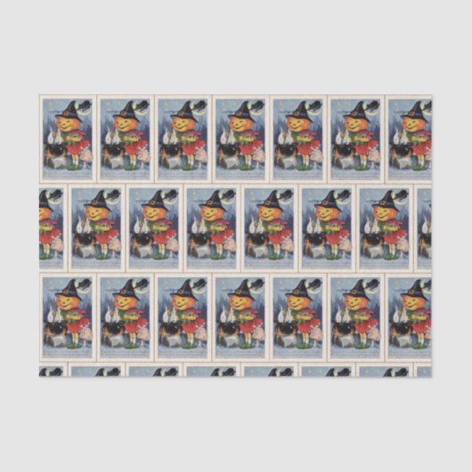 Vintage Halloween-hekpompoenpartij Tissuepapier (Voorkant)