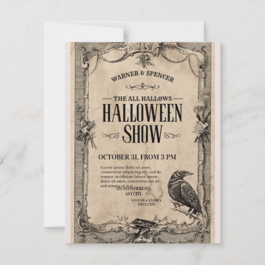 Vintage Halloween Invitation RSVP Kaartje (Voorkant)