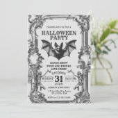 Vintage Halloween Invitation with Skeletons & Bat (Debout devant)