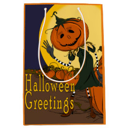 Vintage Halloween Jackolantern Gift Bag Medium Cadeauzakje