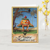 Vintage Halloween Kaart (Gele Bloem)