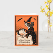 Vintage Halloween Kaart (Gele Bloem)