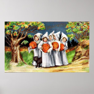 Vintage Halloween kinder feestdag poster
