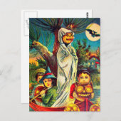 Vintage Halloween kinder pompoenvleermuis briefkaa Briefkaart (Voorkant / Achterkant)