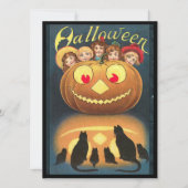 Vintage Halloween Kinderen die zich achter pompoen Kaart (Voorkant)