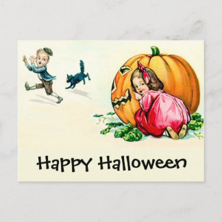 Vintage Halloween kinderen met flauwte Briefkaart