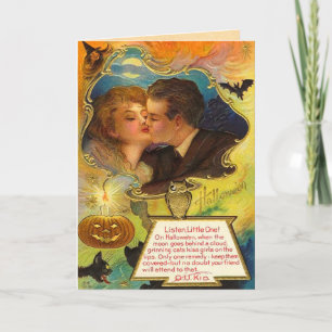 Vintage Halloween Kiss Kaart