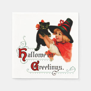Vintage Halloween Little Witch Napkin Servet