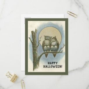 Vintage Halloween Pair van Eigenaars Sitting Night Uitnodiging Briefkaart