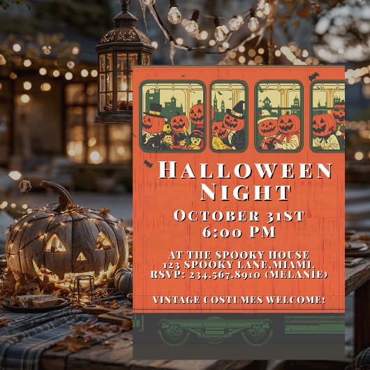 Vintage Halloween Party Adult Custom Train Kaart