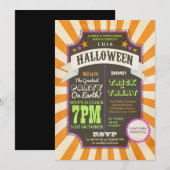 Vintage Halloween Party Orange Carnival invitation (Devant / Derrière)
