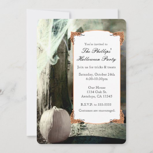 Vintage Halloween Photo Elegant Party Invitations (Devant)