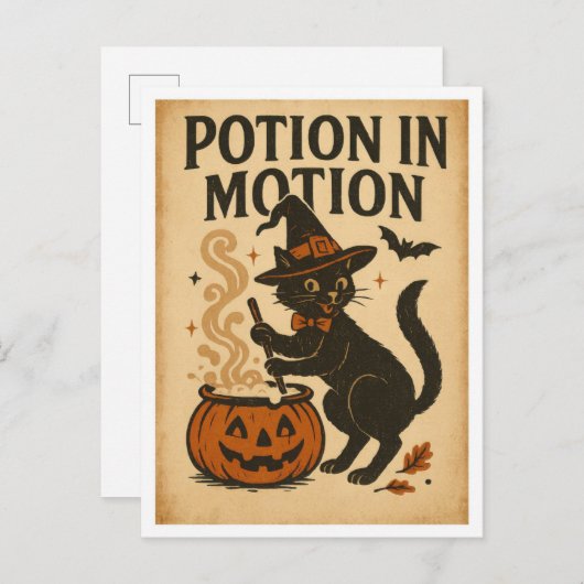 Vintage Halloween Potion in Motion Briefkaart (Voorkant / Achterkant)