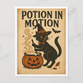 Vintage Halloween Potion in Motion Briefkaart