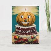 Vintage Halloween Pumpkin-Kaart Feestdagen Kaart (Voorkant)