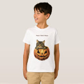 Vintage Halloween Pumpkin Kitty T-shirt (Voorkant volledig)