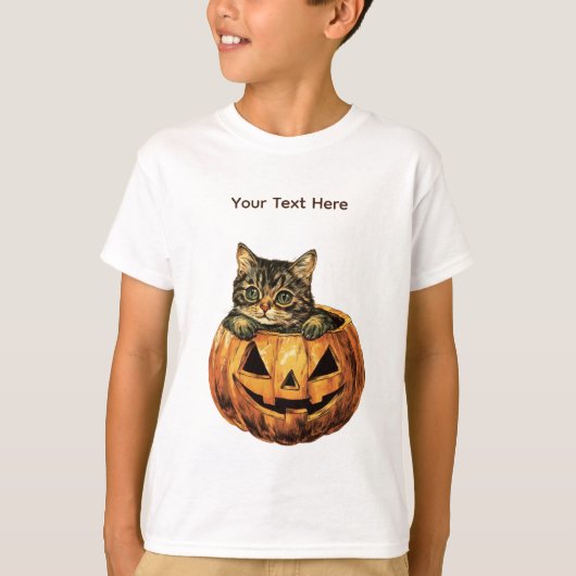 Vintage Halloween Pumpkin Kitty T-shirt (Voorkant)