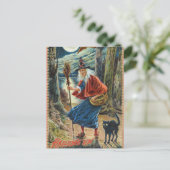 Vintage Halloween sorcière chat noir carte postale (Debout devant)