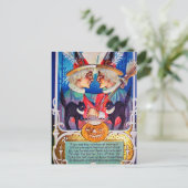 Vintage Halloween sorcières chats noirs carte post (Debout devant)