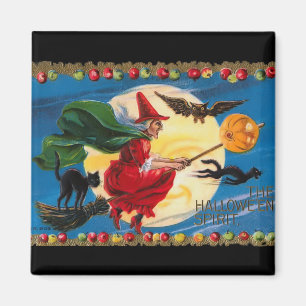 Vintage Halloween Spirit Witch Magnet Magneet