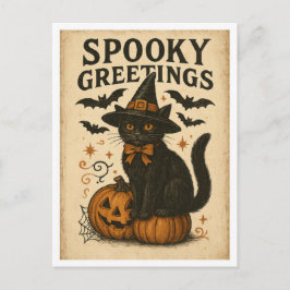 Vintage Halloween Spooky Greetings Briefkaart