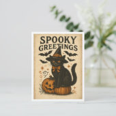 Vintage Halloween Spooky Greetings Briefkaart (Staand voorkant)