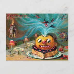Vintage Halloween spooky pomkin-briefkaart Feestdagenkaart
